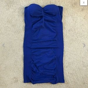 Blue Strapless Seamless Ruched Slip Dress M/L